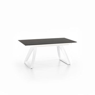 Tavolo soggiorno allungabile base in metallo bianco piano in legno grigio cm 170/270x90x76h