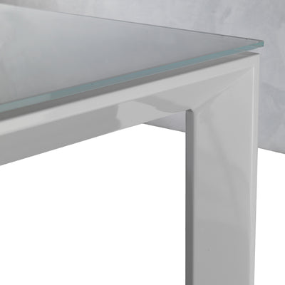 Egeo - Tavolo da pranzo allungabile in metallo piano vetro colore bianco - varie misure