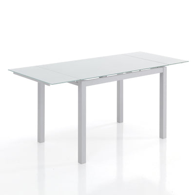 Tavolo allungabile moderno da pranzo in vetro e metallo cm 110/170x70x76h - vari colori