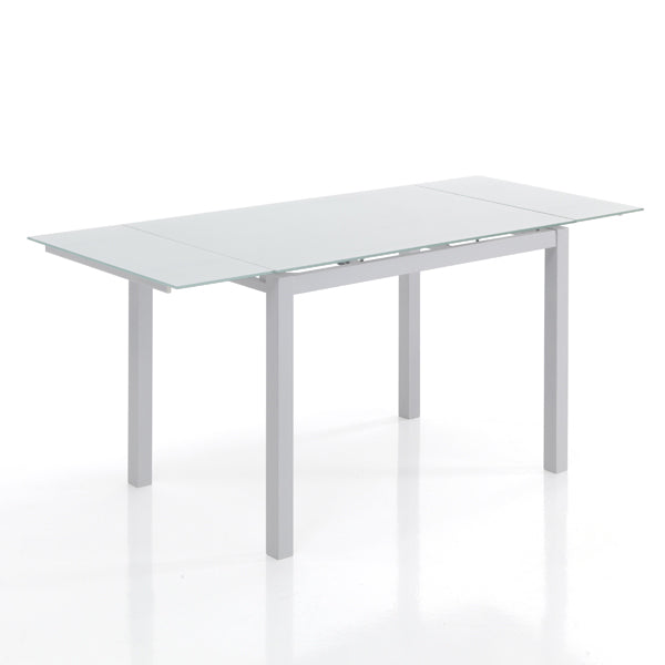 Tavolo allungabile moderno da pranzo in vetro e metallo cm 110/170x70x76h - vari colori