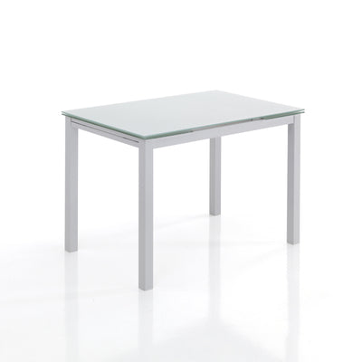 Tavolo allungabile moderno da pranzo in vetro e metallo cm 110/170x70x76h - vari colori