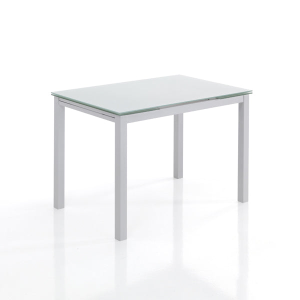 Tavolo allungabile moderno da pranzo in vetro e metallo cm 110/170x70x76h - vari colori
