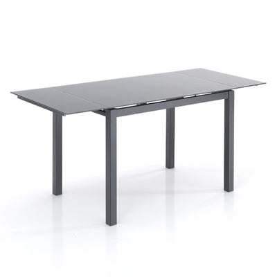 Tavolo allungabile moderno da pranzo in vetro e metallo cm 110/170x70x76h - vari colori