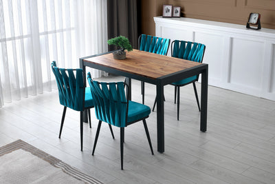 Tavolo allungabile in legno e gambe in metallo design industrial cm 120/187x74x75h