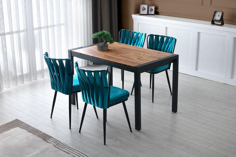 Tavolo allungabile in legno e gambe in metallo design industrial cm 120/187x74x75h