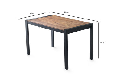 Tavolo allungabile in legno e gambe in metallo design industrial cm 120/187x74x75h