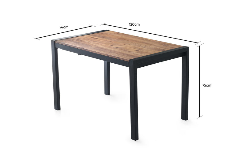 Tavolo allungabile in legno e gambe in metallo design industrial cm 120/187x74x75h
