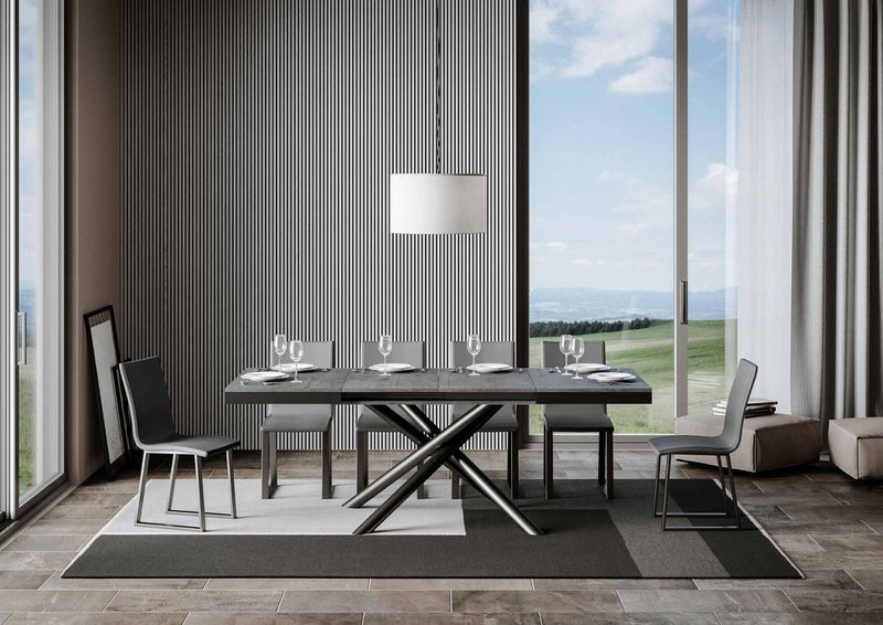tavolo allungabile moderno in metallo e legno colore cemento