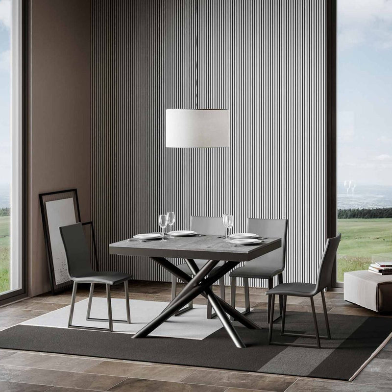 tavolo allungabile moderno in metallo e legno colore cemento