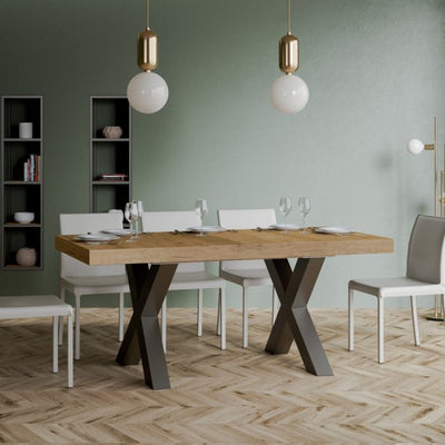 Garamond fisso - Tavolo moderno fisso gambe in metallo piano in legno - Vari modelli