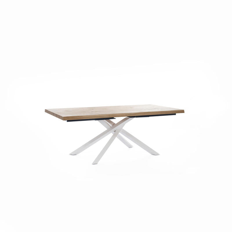 Tavolo fisso da salotto piano rovere gambe incrociate in metallo cm 200x100x76h - vari colori