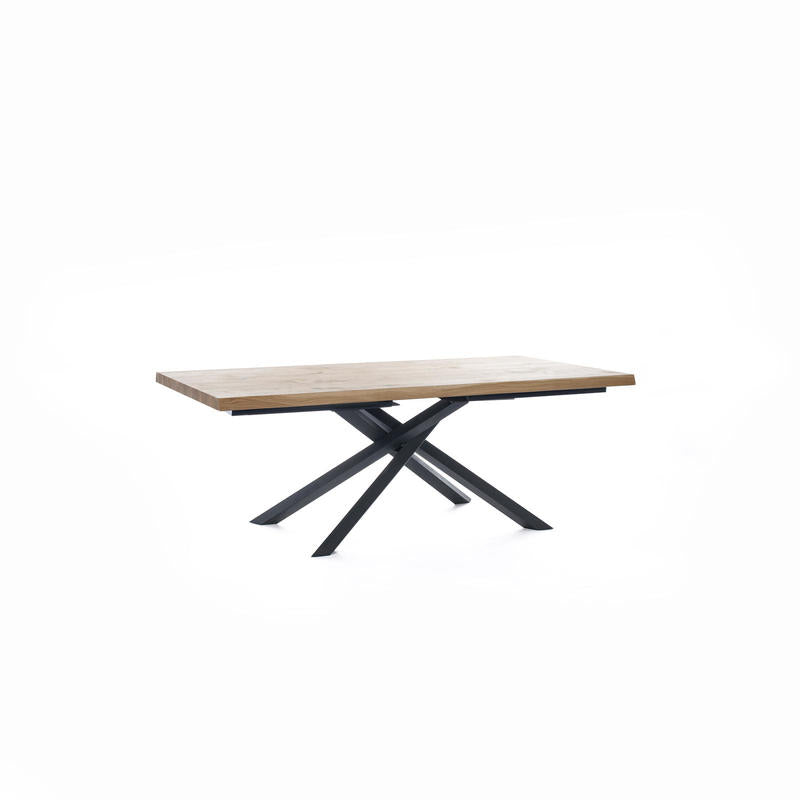 Tavolo fisso da salotto piano rovere gambe incrociate in metallo cm 200x100x76h - vari colori