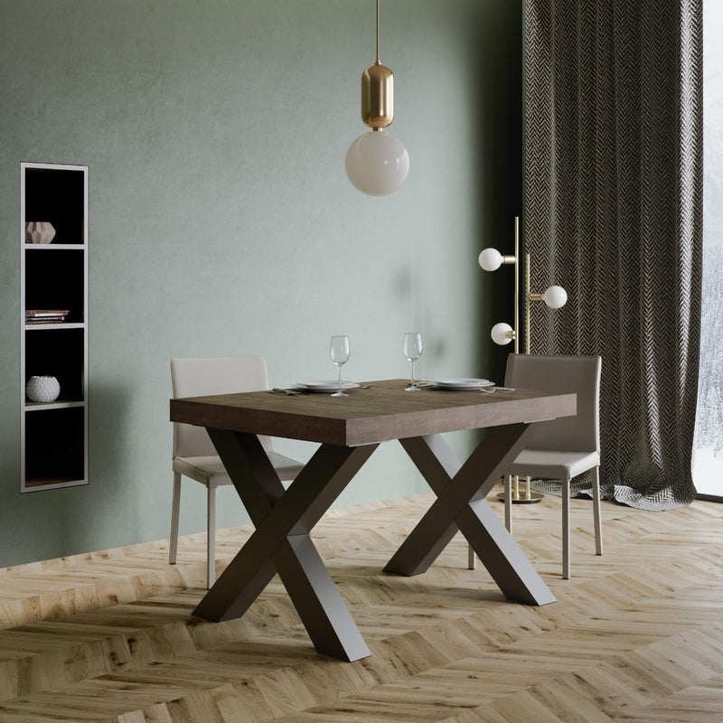 tavolo da pranzo fisso moderno piano colore noce