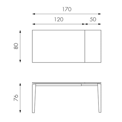 Tavolo allungabile da pranzo piano in ceramica marmo nero gambe antracite cm 120/170x80x76h