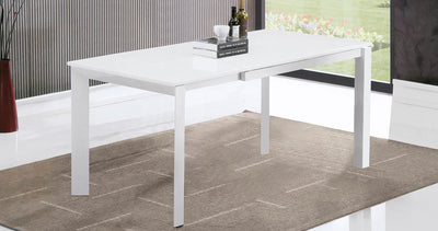 Tavolo allungabile moderno per pranzo in metallo e legno colore bianco cm 120/170x80x76h