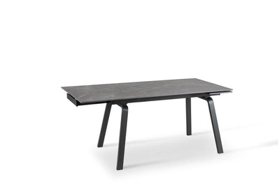 Tavolo da pranzo allungabile piano effetto marmo colore grigio gambe in metallo cm 140/200x80x76h
