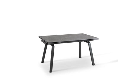 Tavolo da pranzo allungabile piano effetto marmo colore grigio gambe in metallo cm 140/200x80x76h