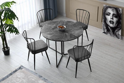 Tavolo dining pieghevole design rotondo gambe in metallo cm 100x100x72h - vari colori