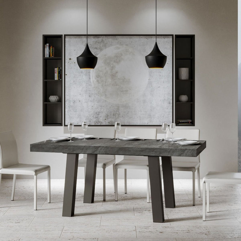 tavolo moderno gambe in metallo piano in legno cemento