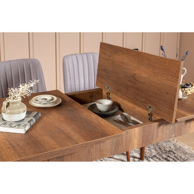 Tavolo allungabile classico e contemporaneo in legno noce cm 129/163x80x75h