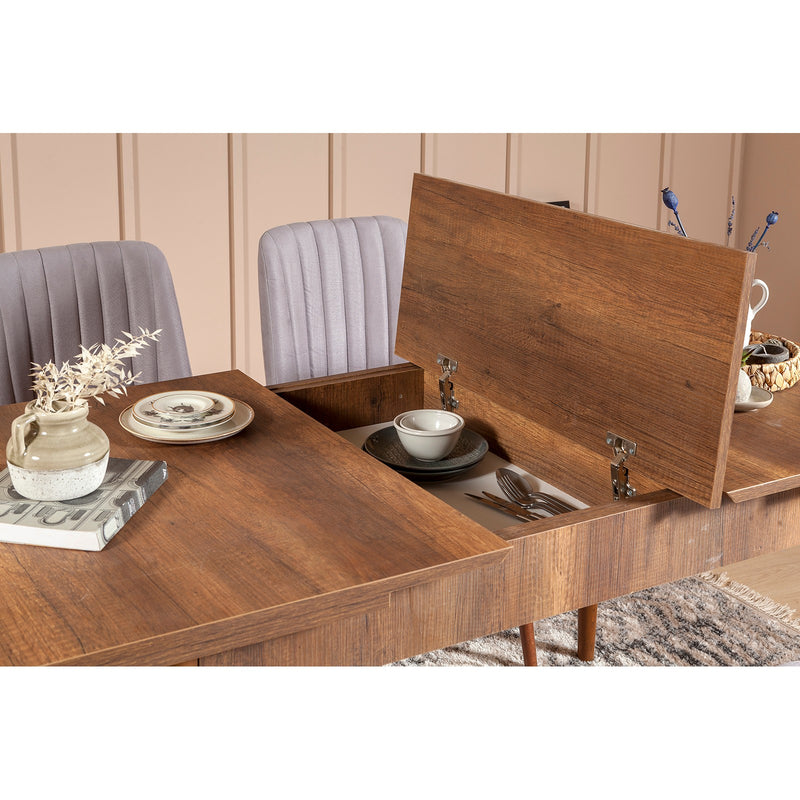 Tavolo allungabile classico e contemporaneo in legno noce cm 129/163x80x75h
