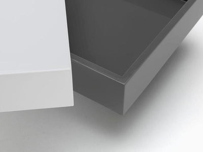 Tavolo da salotto design con 3 ripiani apribili laccati in bianco grigio e grigio scuro