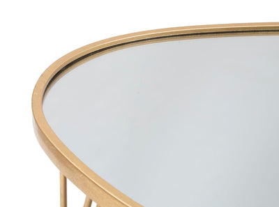 tavolino da salotto basso in metallo dorato con specchio