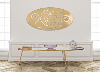 tavolino da salotto basso in metallo dorato con specchio