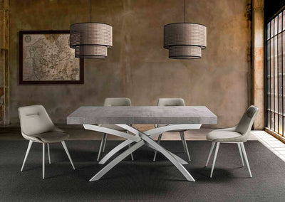 Garel - Tavolo design allungabile base in metallo piano in legno cm 160/260x90x76h - vari colori