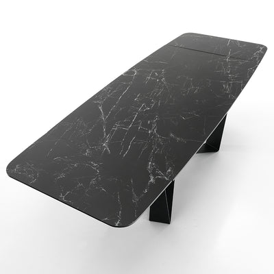 Tavolo design allungabile piano in vetro e ceramica finitura marmo cm 160/240x90x75h - vari colori