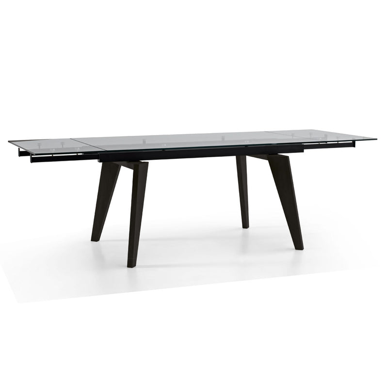 Merico - Tavolo design allungabile gambe in legno piano in vetro o ceramica cm 160/250x90 - vari colori