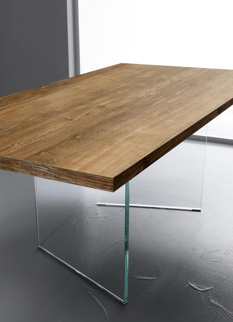 tavolo design allungabile Tride piano laminato rovere slavonia 002