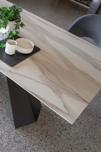 Ragnar Rectangular - Tavolo fisso piano in ceramica marmo cm 180x100x76h - vari colori