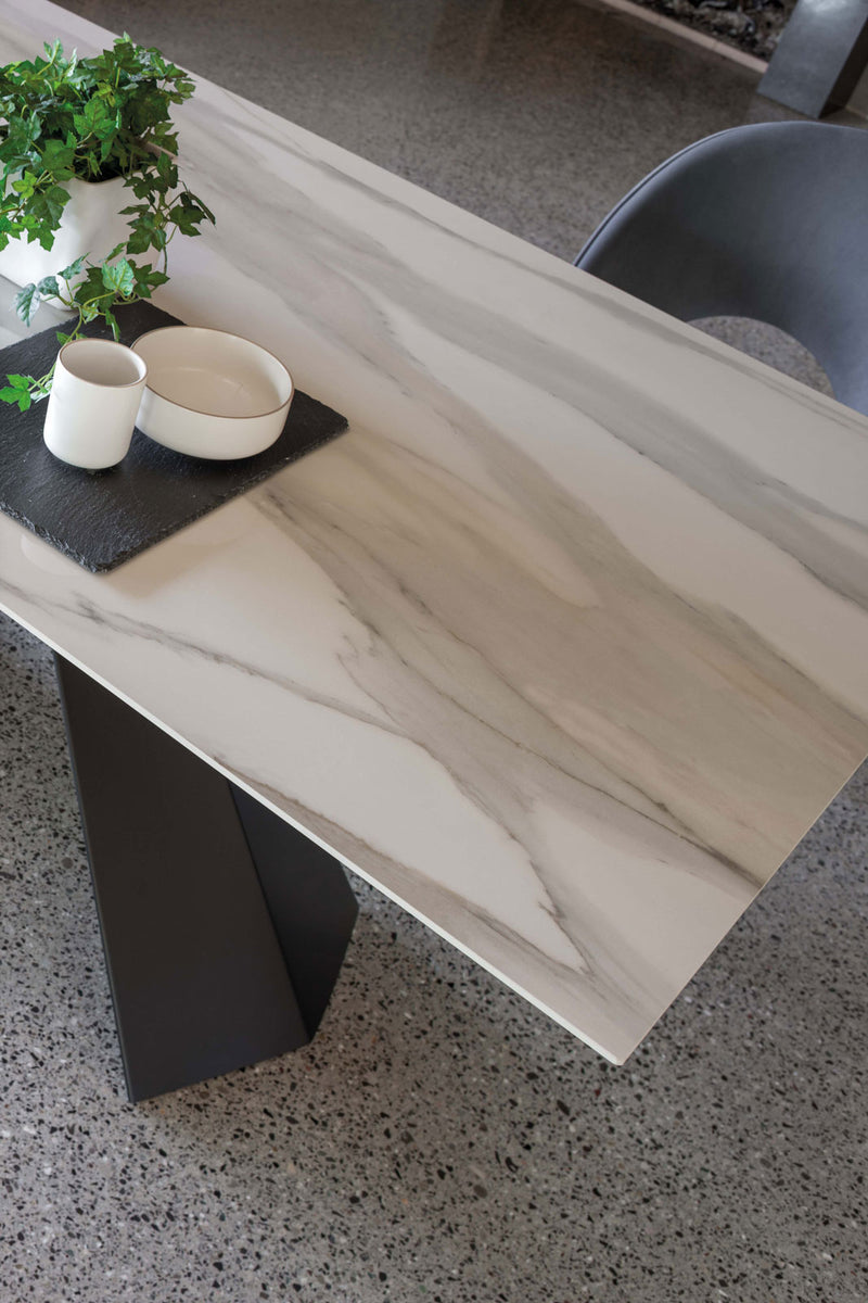 Ragnar Rectangular - Tavolo fisso piano in ceramica marmo cm 180x100x76h - vari colori