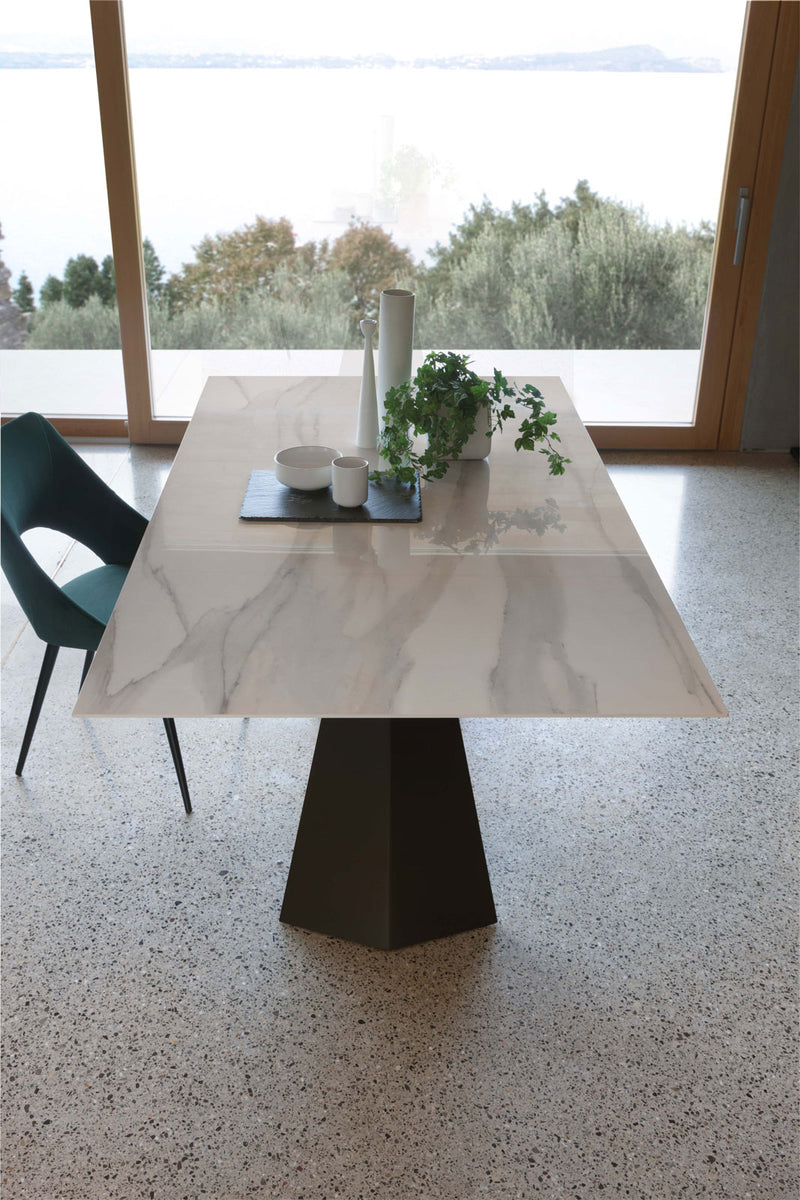 Ragnar Rectangular - Tavolo fisso piano in ceramica marmo cm 180x100x76h - vari colori