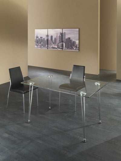 Scrivania moderna tavolo da salotto in vetro e metallo cm 130x80x75h