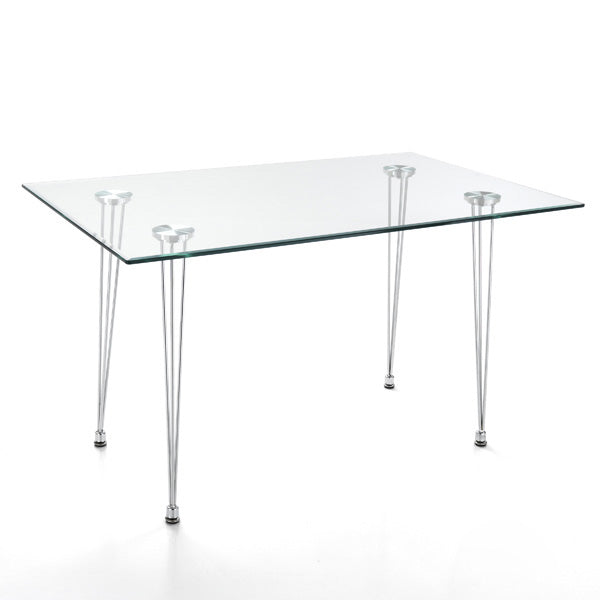 Scrivania moderna tavolo da salotto in vetro e metallo cm 130x80x75h