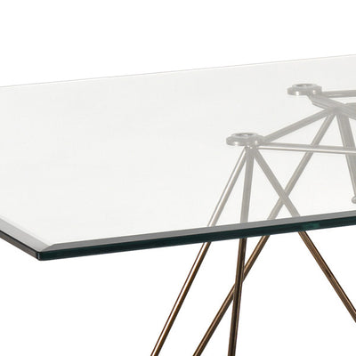 Tavolo moderno scrivania piano in vetro struttura in metallo cromato cm 180x90x75h