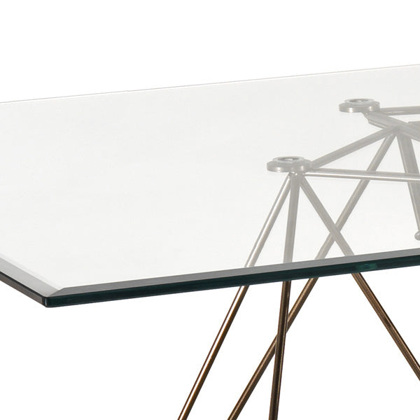 Tavolo moderno scrivania piano in vetro struttura in metallo cromato cm 180x90x75h