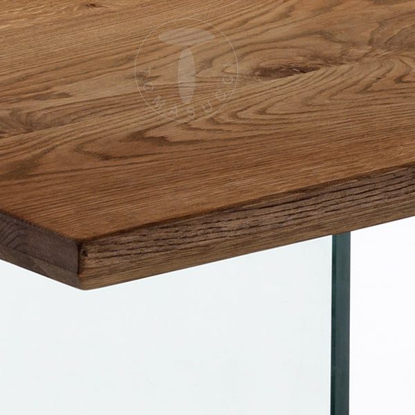 Tavolo moderno scrivania in vetro e legno massello cm 180x90x75h