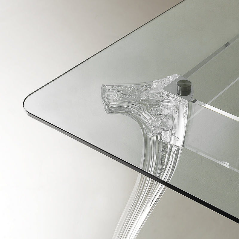 Queen Table - Tavolo moderno fisso piano in vetro gambe policarbonato -  varie misure
