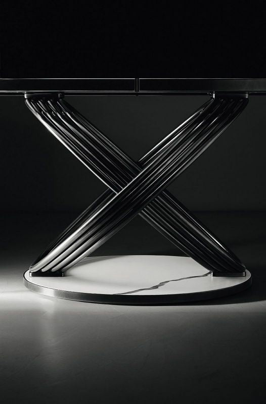 Fusion fisso - Tavolo design tondo Bontempi in acciaio e legno cm Ø 180x75h - vari colori