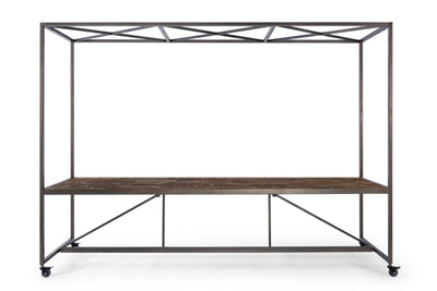 Tavolo espositore con tetto struttura in metallo piano in legno cm 300x90x210h