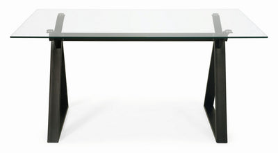 Tavolo scrivania moderna base in acciaio piano in vetro trasparente cm 150x90x75h - vari colori