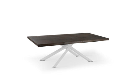Tavolo moderno fisso piano in legno rovere scuro gambe in metallo cm 160x90x76h - vari colori