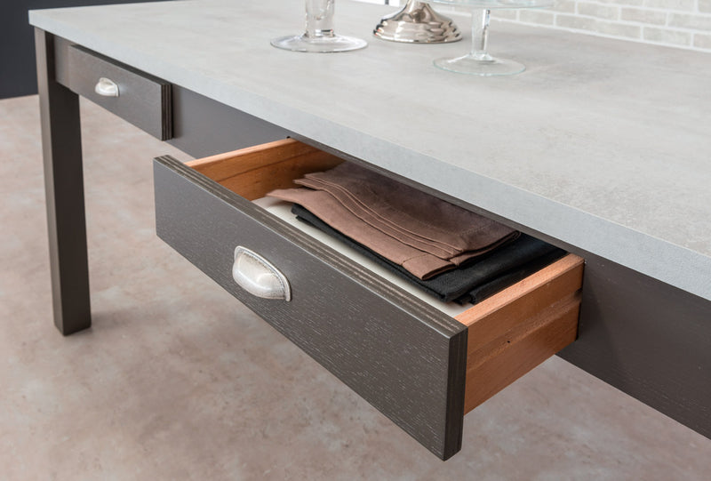 Mabruk - Tavolo fisso per pranzo in legno con cassetti - vari modelli