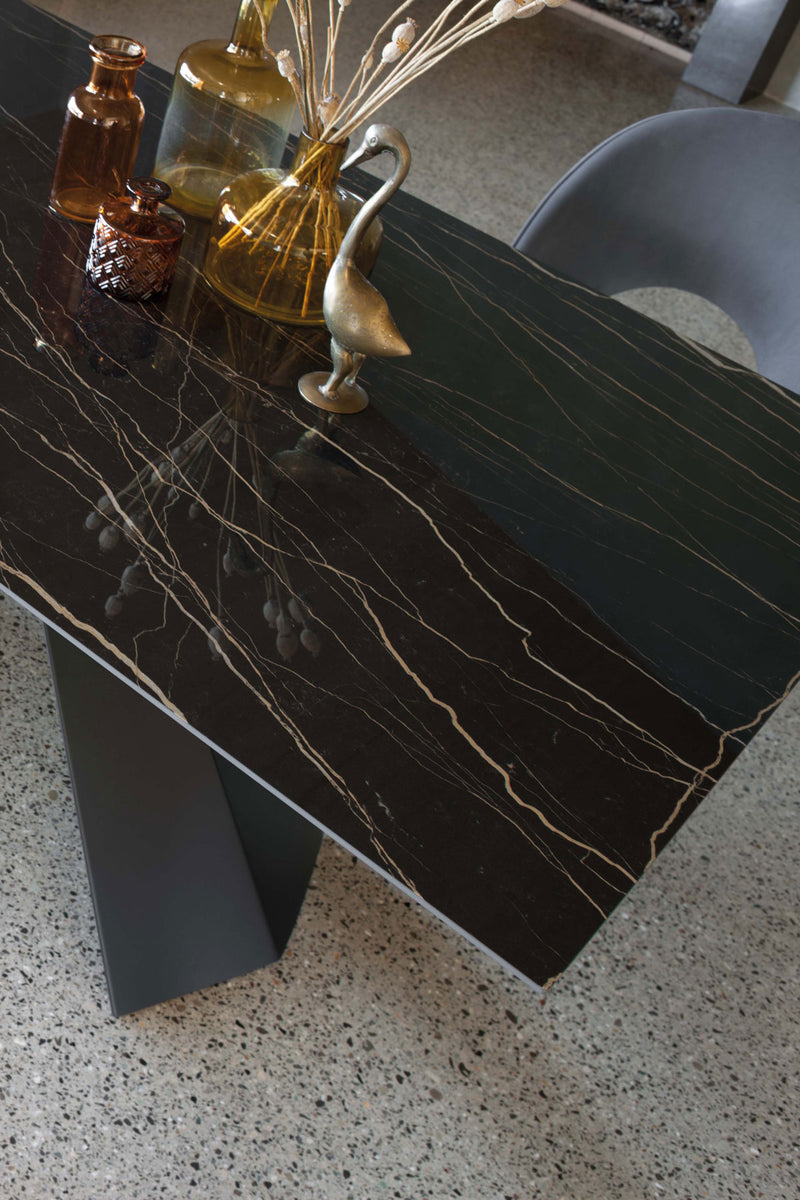 Ragnar Rectangular - Tavolo fisso piano in ceramica marmo cm 180x100x76h - vari colori