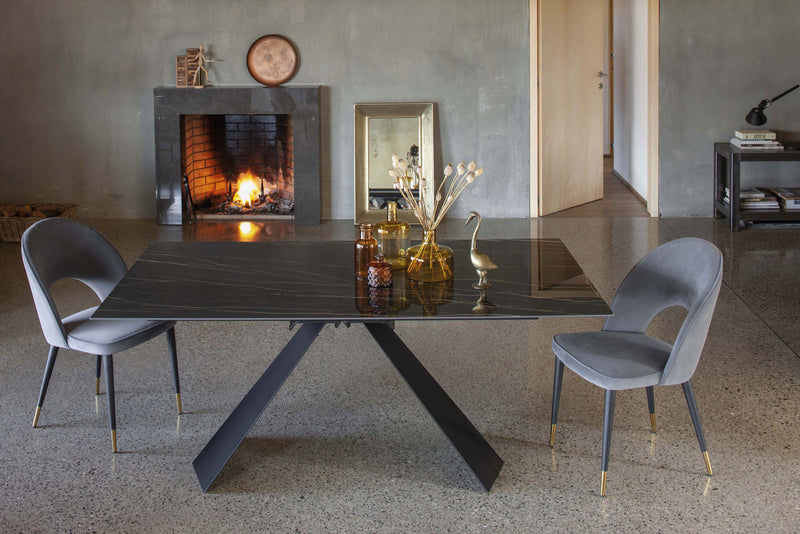 Ragnar Rectangular - Tavolo fisso piano in ceramica marmo cm 180x100x76h - vari colori