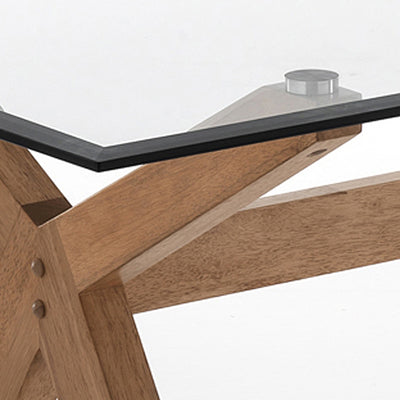 Tavolo fisso moderno scrivania piano in vetro gambe in legno massello