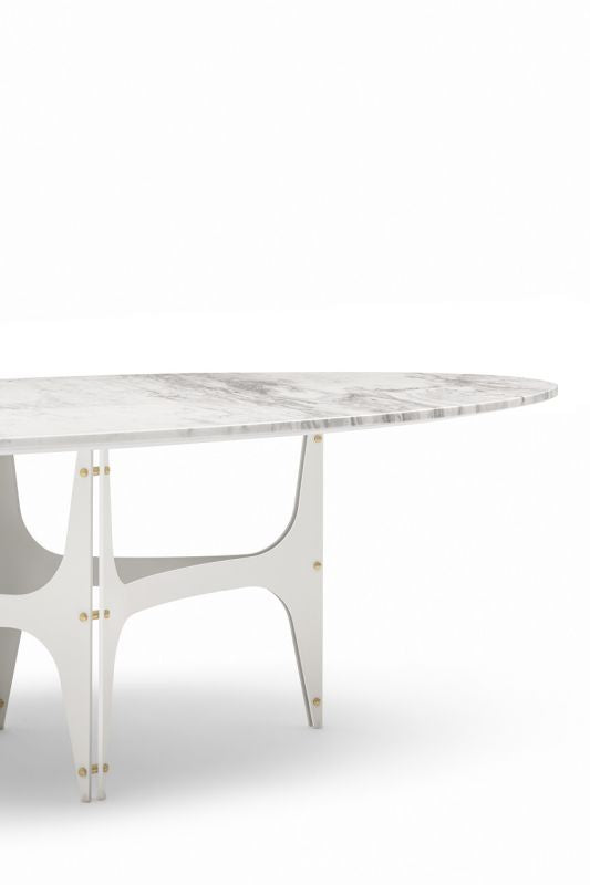 Universe ellittico - Tavolo design Bontempi piano ovale base in acciaio cm 250x116x75h - vari colori